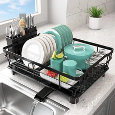 Dish Drying Rack - Space Saving Dish Rack - Dish Racks for Kitchen Counter wi...