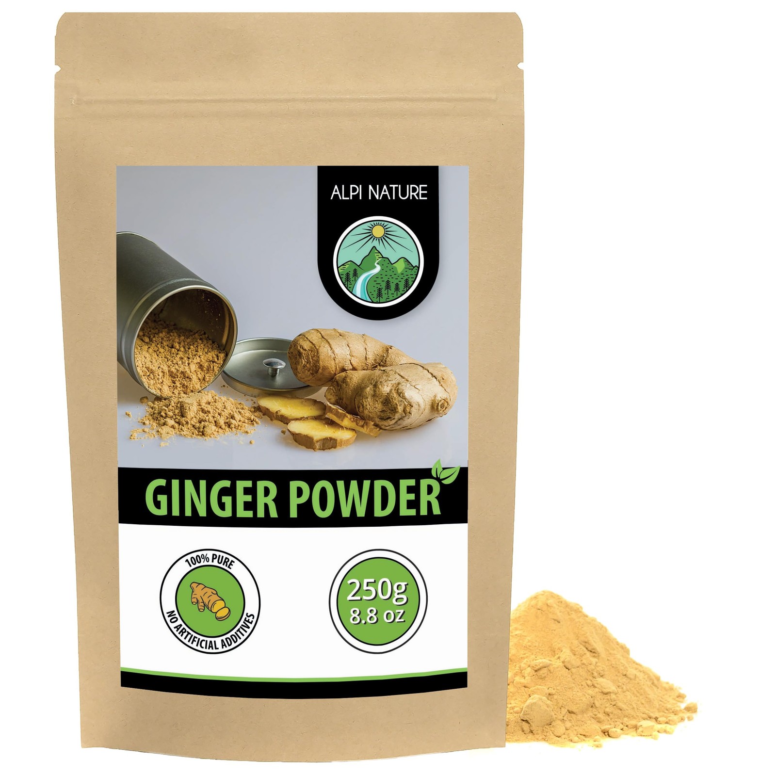 Alpi Nature Ginger Powder 250g 8.8 oz, Dried and Ground 250 g (Pack of 1)