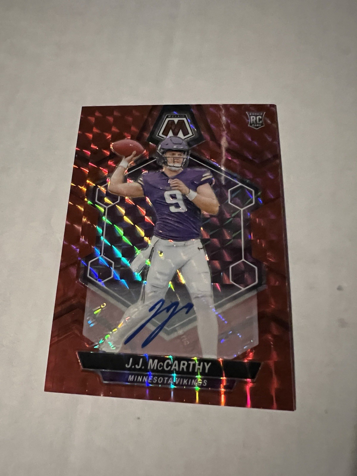 2024 Mosaic Red Prizm JJ McCarthy Rookie Auto/199