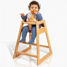 LA Baby Wooden High Chair - Restaurant Style Solid Wood Highchair for Babies ...