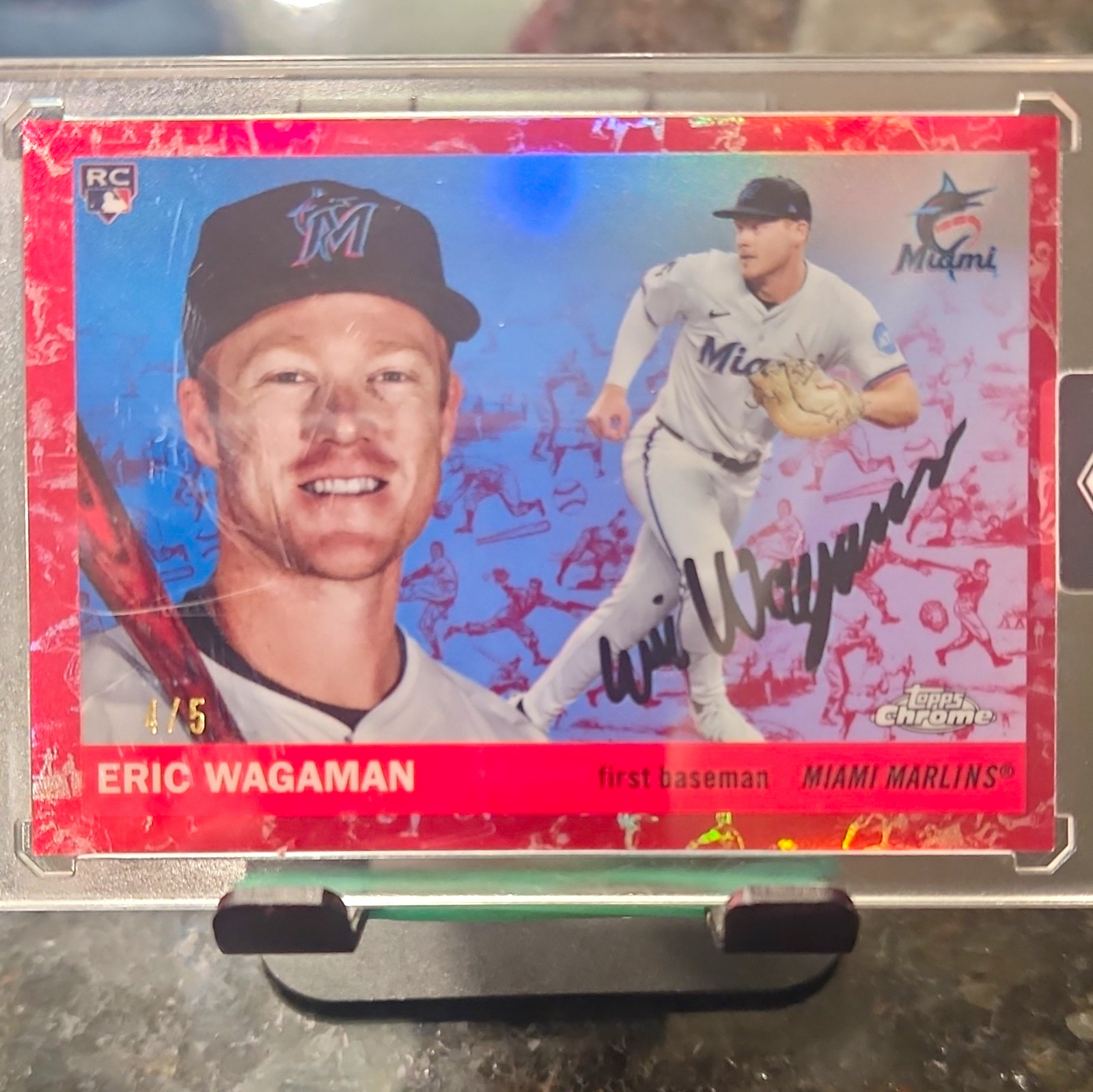 Topps 2025 Chrome Platinum Eric Wagaman RC Red Refractor #282 /5