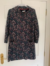 Brakeburn Jersey Cotton Navy Mix Floral Cowl Neck Tunic Dress UK 12 Pockets