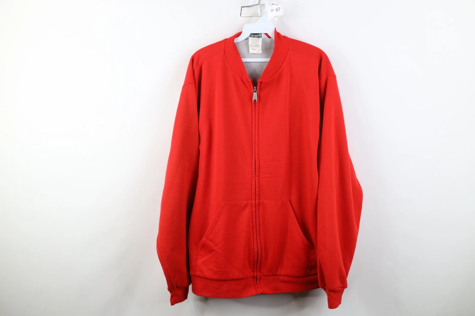 Vtg 90s Streetwear Mens XL Faded Thermal Waffle Knit Sweatshirt Jacket Red USA