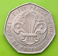 2007 50p coin Be Prepared 1907-2007 Circulated Fifty Pence Scouting Movement