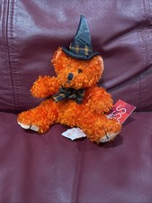 RUSS BERRIE Orange HOCUS HALLOWEEN WITCH BEARS SPARKLING PLUSH NWT