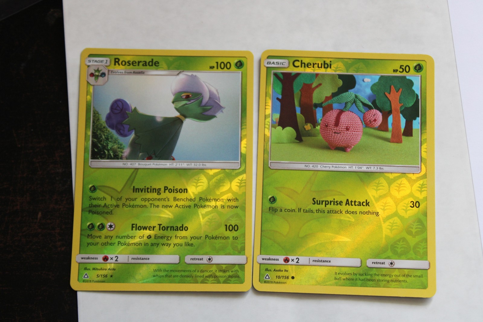 Cherubi 10/156 Rev Reverse Holo SM Ultra Prism Pokemon Roserade 5/156