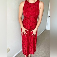 Vintage 90s DBY Ltd. Red formal dress lace up back prom evening special occasion
