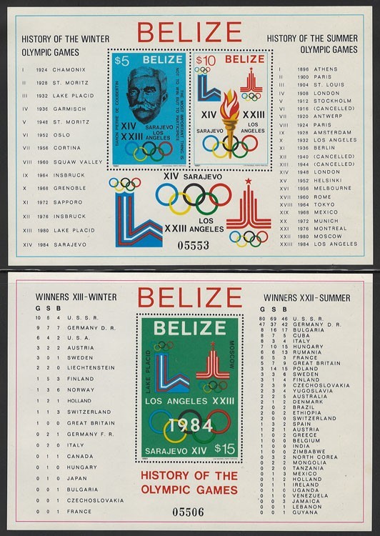 BELIZE SCOTT#555-562 MINT NEVER HINGED 1980 OLYMPICS IN LOS ANGELES