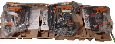 #ad #ad **NEW OPEN BOX**RIDGID pneumatic air tool set w 2 finish nailers and stapler $150.00