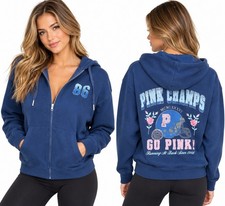 Victoria's Secret PINK Ivy Fleece Campus Full Zip Hoodie Blue Women's New