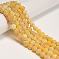 Yellow Fire Agate Cracked Matte Round Beads 4mm 6mm 8mm 10mm 12mm 15.5" Strand