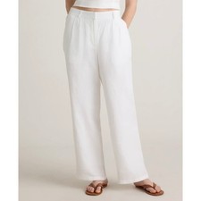 NWT Quince 100% European Linen Trouser Pants 10 Wide Leg White Sustainable
