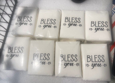 Bless You white Tissues - Pack of 8 - 2-3/4''Lx2''Wx1''H(V1)