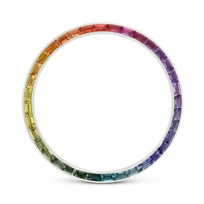 2.50CT SYNTHETIC RAINBOW BEZEL FOR ROLEX DATEJUST, 18KW 16220, 16234, 16250