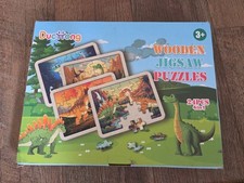 Duchong Dinosaur Wooden Jigsaw Puzzles Set of 4 Ages 3 NEW in box