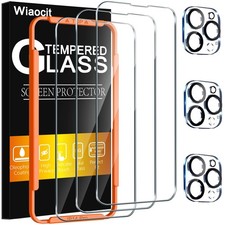 3-Pack Tempered Glass Screen Protector 3 Camera Lens for iPhone 14 Pro 9H HD.