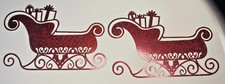 2 Red Sleigh Die Cuts Santa Sleigh Cards Scrapbook Paper Piecing 3" x 4.75"