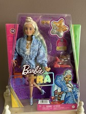 New Barbie Extra Doll #16 Blonde/Blue Hair, "Denim" Outfit