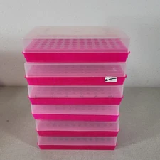 Lot Of 6 96-Well Tube PCR Microtube Storage Preparation Rack Pink Cover
