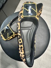 Franco Sarto Leopard Animal Print Calf Hair Leather Loafers 6 . Pre-owned .