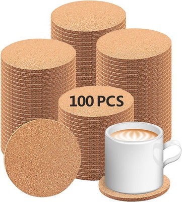 100 pcs Cork Coasters for Drinks, Bulk Blank DIY Crafts, 100pc 