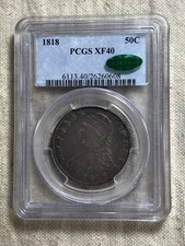 1818 Capped Bust Half Dollar 50c PCGS XF40 CAC Approved Very Nice Example