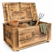 Holztruhe Hugo geflammt mit Deckel  Holzkiste...