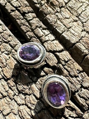 Huldresølv Sterling Silber Amethyst Ohrringe Norwegen Norweger Vintage 1984