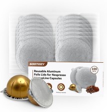 100pcs Aluminum Foil Seals for Nespresso VertuoLine Capsules Refillable Lids