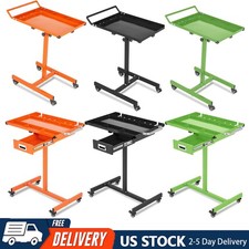 Rolling Tool Tray With Wheels Adjustable Height Mobile Work Table 220lb Capacity
