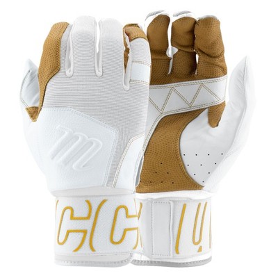 Marucci Blacksmith Full-Wrap V2 Baseball/Softball Batting Gloves - White - XXL