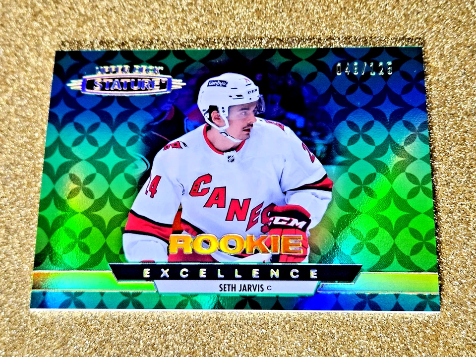 2021-22 Seth Jarvis Stature Rookie Excellence Green Holofoil /125 MINT #RE-32 - Image 4 of 4