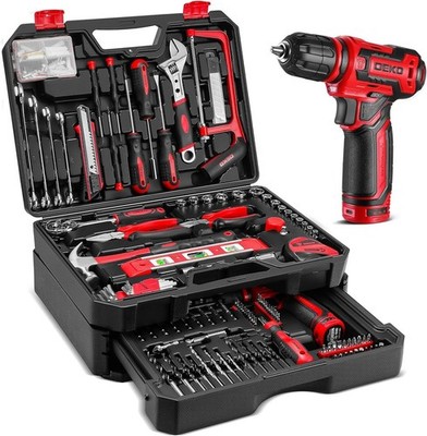 Cordless Drill Tool Set with 12V Lithium-Ion Battery and Storage Case for Home