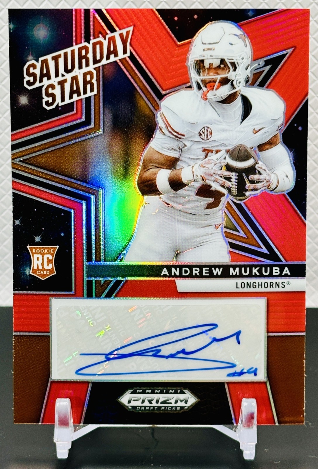 Andrew Mukuba Panini Prizm Draft Picks Saturday Star Signatures #SSSAMU Red