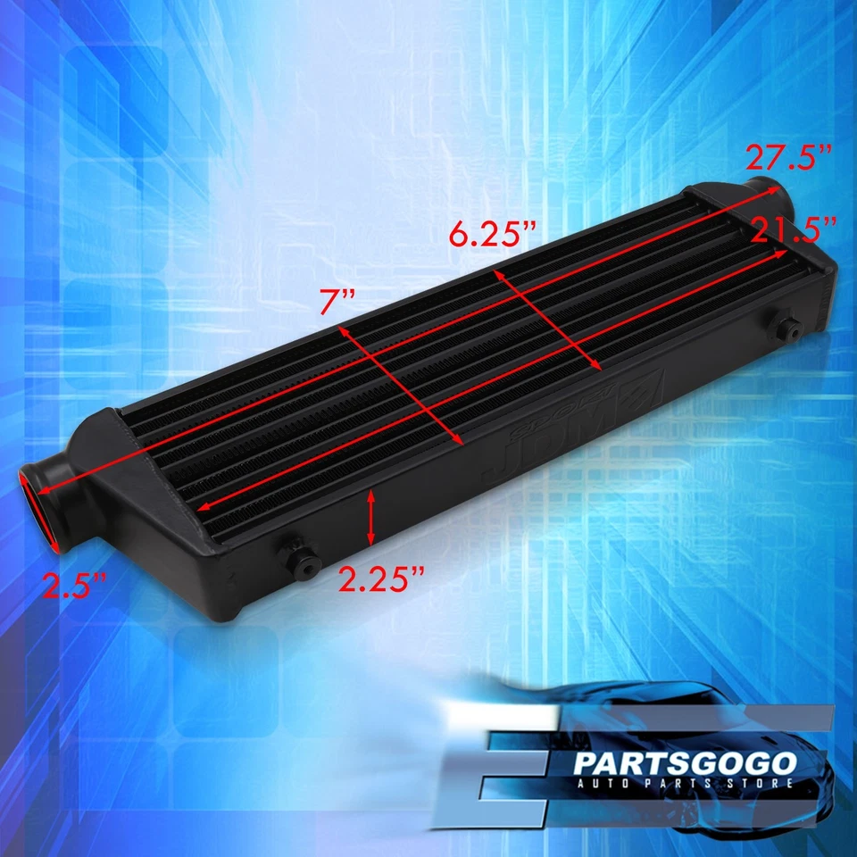 Universal 27.5"X7"X2.5" Black Light Aluminum Front Mount Intercooler Tube Fin - Image 4 of 4