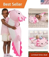 47-Inch Giant Axolotl Plush - Ultra-Soft Body Pillow for Kids  Decor