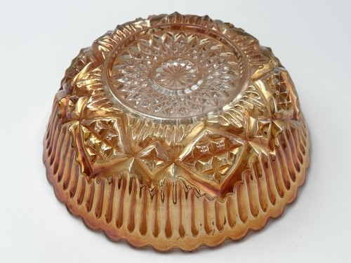 Carnival Orange Iridescent Glass Vintage Antique Art Deco Bowl - Picture 4 of 4