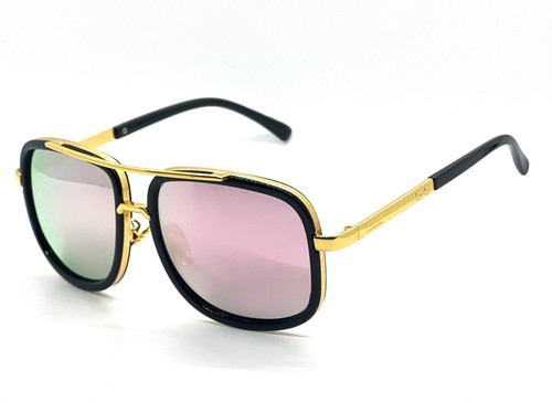 Men Fashion Sunglasses Oversized Square Gold Flat Top Frame Hip Hop Fancy Black - Afbeelding 68 van 76