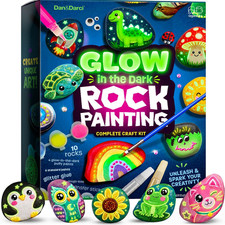 Kids Rock Painting Kit Glow in the Dark Arts and Crafts Boys and Girls