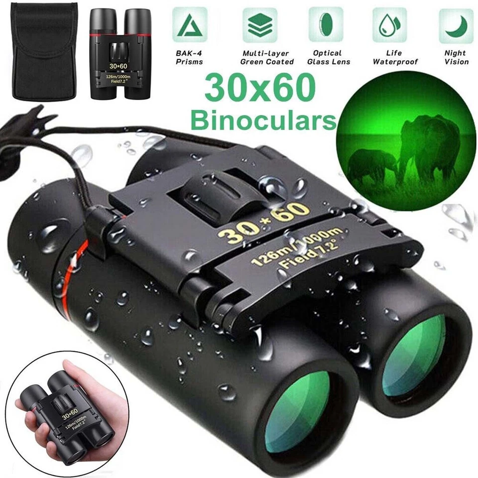 Military Army 30x60 Night Vision Binoculars Goggles Hunting + Case UK - Image 2 of 4
