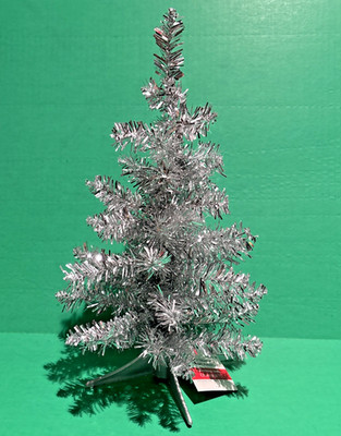 Silver Tinsel Mini Christmas Tree 14'' Table Decor By Celebrate It New