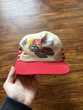 Vintage 80s NASCAR 3 Stripe Trucker Hat Mesh Snapback Earnhardt Wallace Bodine