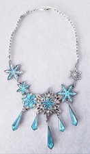 Disney store Elsa Frozen Necklace Dress Up Jewelry Snowflake Silver Blue