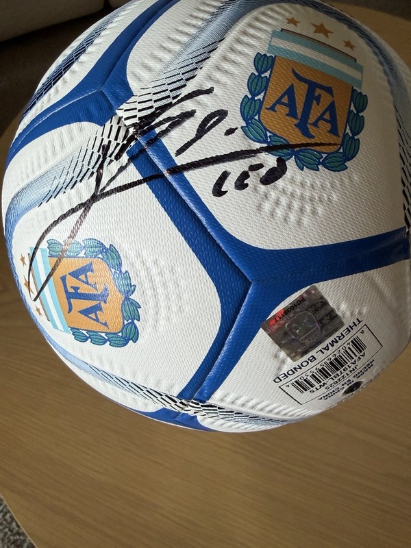 Lionel Messi 3 times Signed Argentina National Team AFA Soccer Ball FIFA