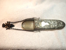 1890'S BEAUTIFUL SILVER  CHATELAINE CASE WITH BELT HOOK  GREAT REPOUSSE!