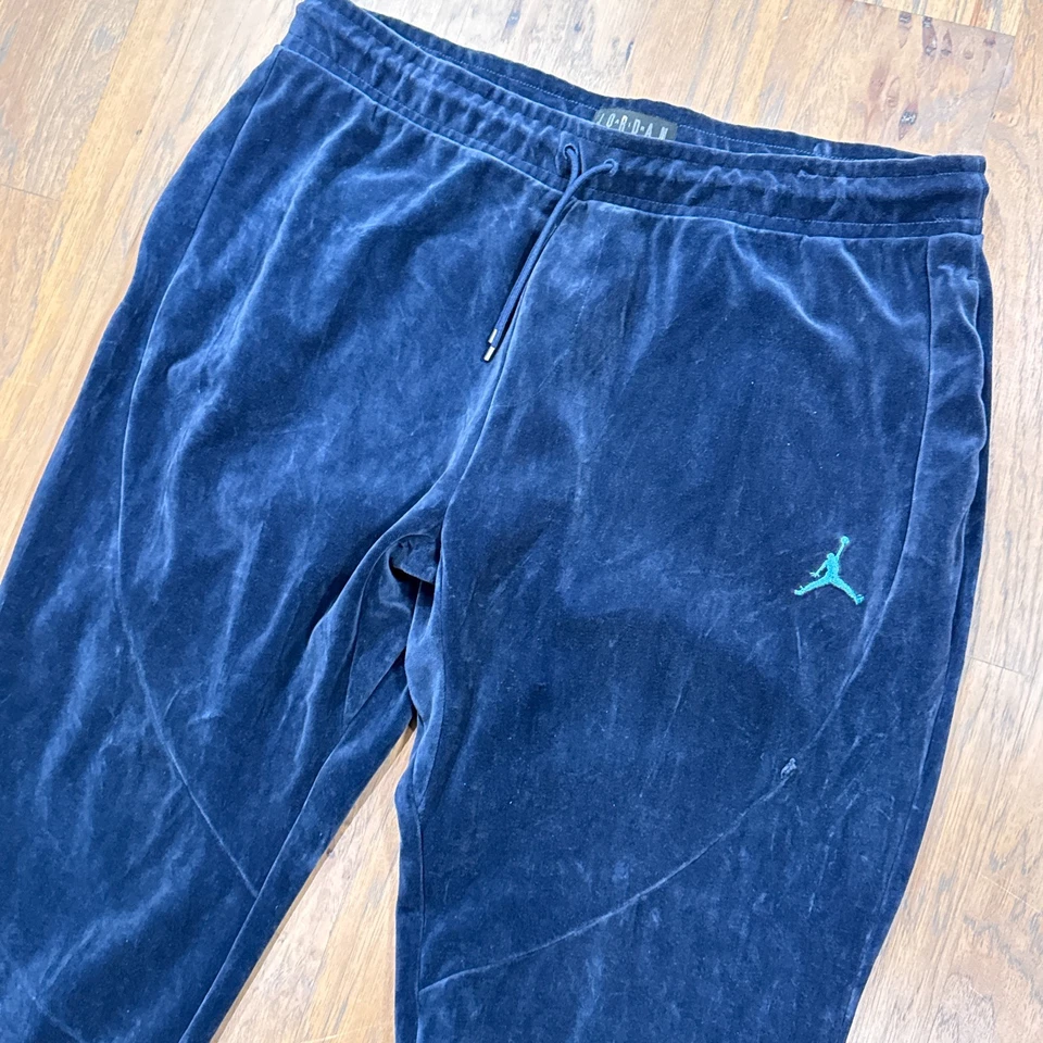 Jordan Pants Mens 3XL Blue Lightweight Velour Stretch Track Jogger Jumpman Nike - Image 2 of 4