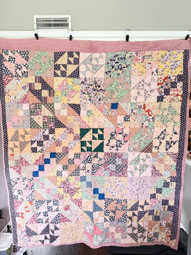 Vintage Hand Pieced Patchwork Quilt 70" x 80"