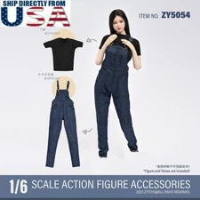 1/6 Denim Jumpsuit T-shirt Set For 12" Hot Toys PHICEN TBLeague Female Figure