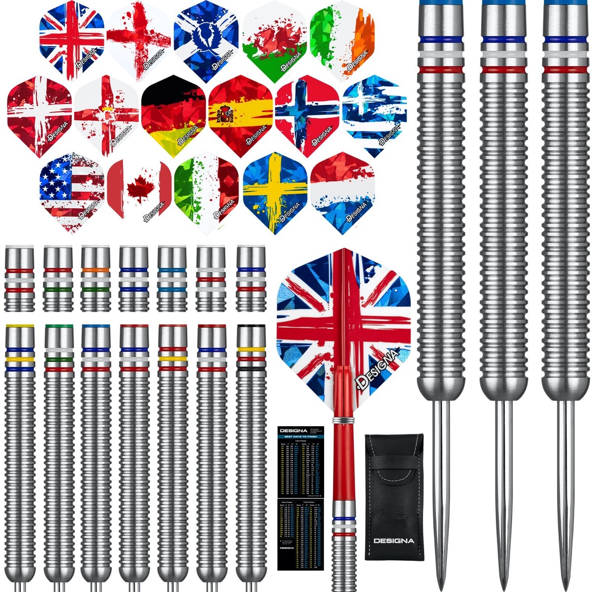 Set Freccette Patriot In Tungsteno 22g/24g - Con Voli Bandiera, Steli E