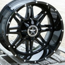 22 Gloss Black Lonestar Outlaw Wheels 22x12 5x150 -44mm Toyota Tundra 07-21